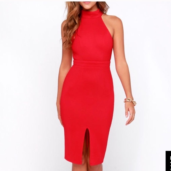 Lulus Red Halter Bodycon Backless Dress - Picture 4 of 8